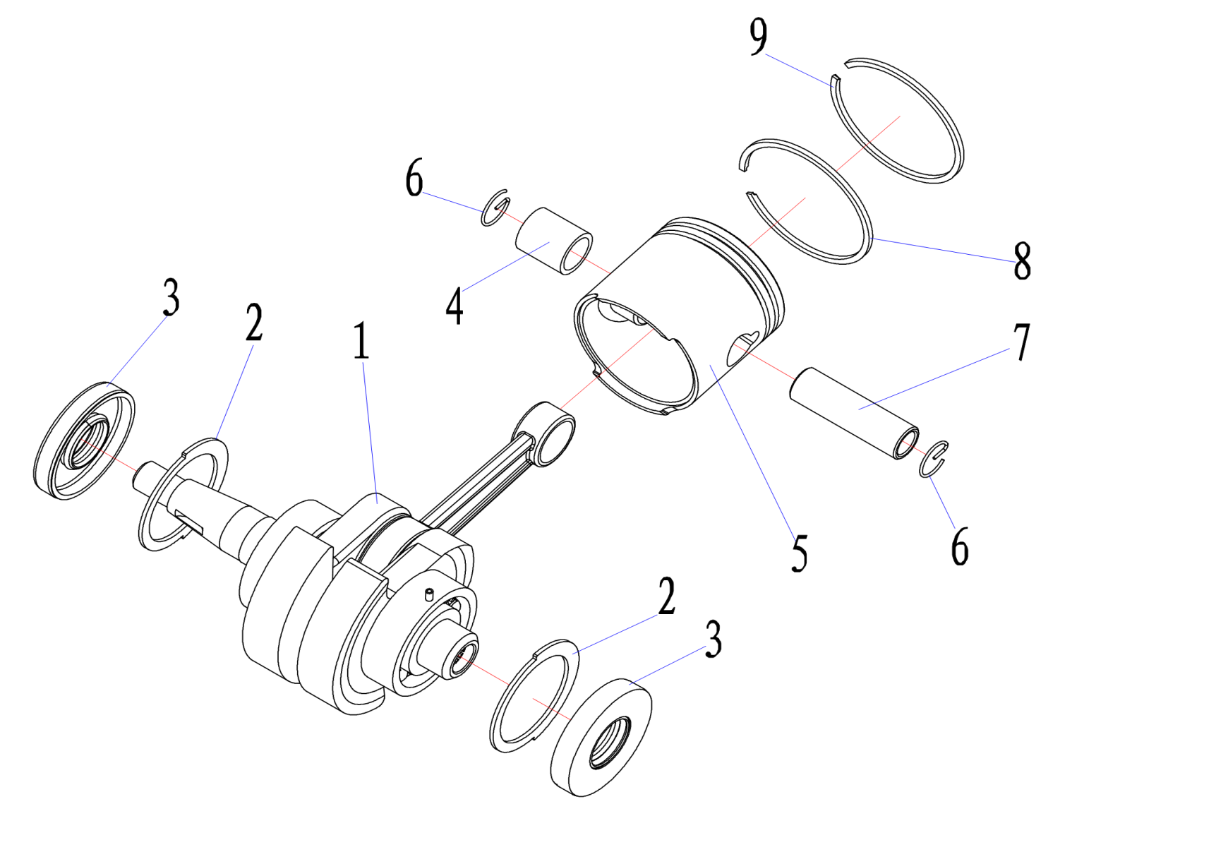 Crankshaft piston parts